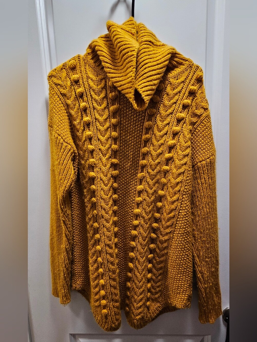 Talbots Mustard Cable Knit Turtleneck Sweater